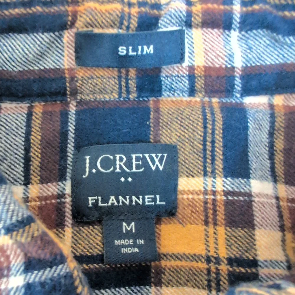J.Crew Men's Blue‎ Plaid Button-Down Shirt - Size M